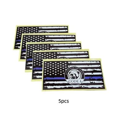 Code 4 Thin Blue Line Flag Sticker – Honor Respect Support, Weatherproof UV Fade-Resistant Vinyl| Car Truck Laptop Helmet | Back the Blue Cop Gift
