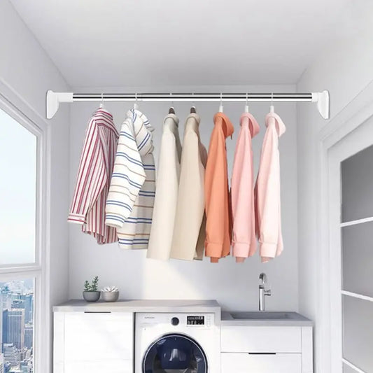 Drill-Free Adjustable Tension Rod – Telescopic Clothes Drying & Closet Bar for Laundry & Wardrobe Organization