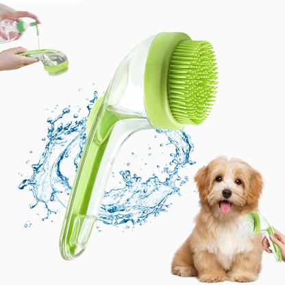 Pet Bath Brush with Shampoo Dispenser for Dogs & Cats, Ergonomic Handle, Gentle Massage Grooming Tool