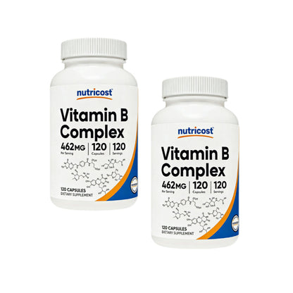 Nutricost High Potency Vitamin B Complex 462mg, 120 Capsules - with Vitamin C - Energy Complex
