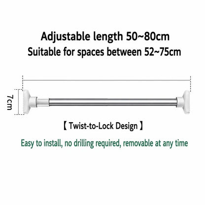 Drill-Free Adjustable Tension Rod – Telescopic Clothes Drying & Closet Bar for Laundry & Wardrobe Organization