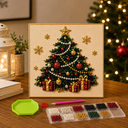 Christmas Themed Pearl Art DIY Kit – Santa & Wreath Mosaic Wall Art