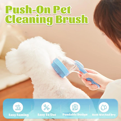 Pet Bath Brush with Shampoo Dispenser for Dogs & Cats, Ergonomic Handle, Gentle Massage Grooming Tool