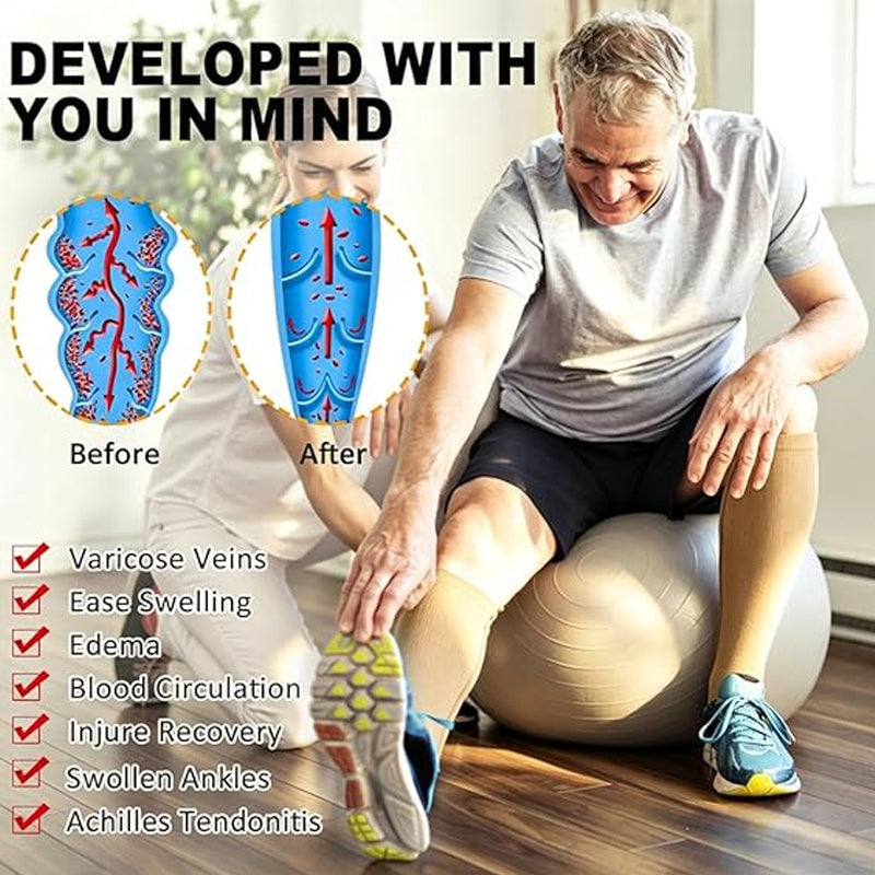🏃‍♂️ EasyZip Compression Socks – Zipper Support Socks for Swollen Legs & Everyday Comfort 👣💙