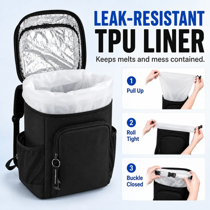 FROSTVA 30L Cooler Backpack - Leakproof Insulated Backpack Cooler with Waterproof TPU Liner for Camping, Beach, Picnic and Sports