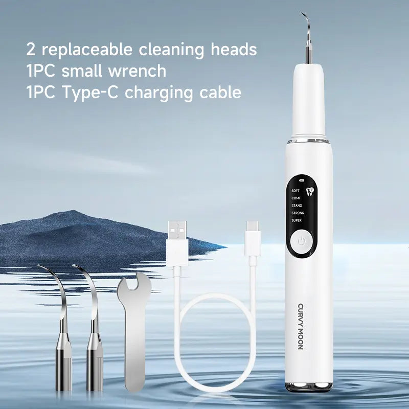 CURVY MOON Electric Oral Plaque Remover Teeth Cleaner Kit, 5 Modes