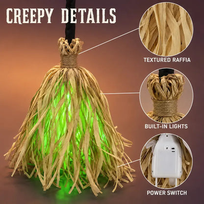 Animated Halloween Witch Broom with Lights, Music & Motion