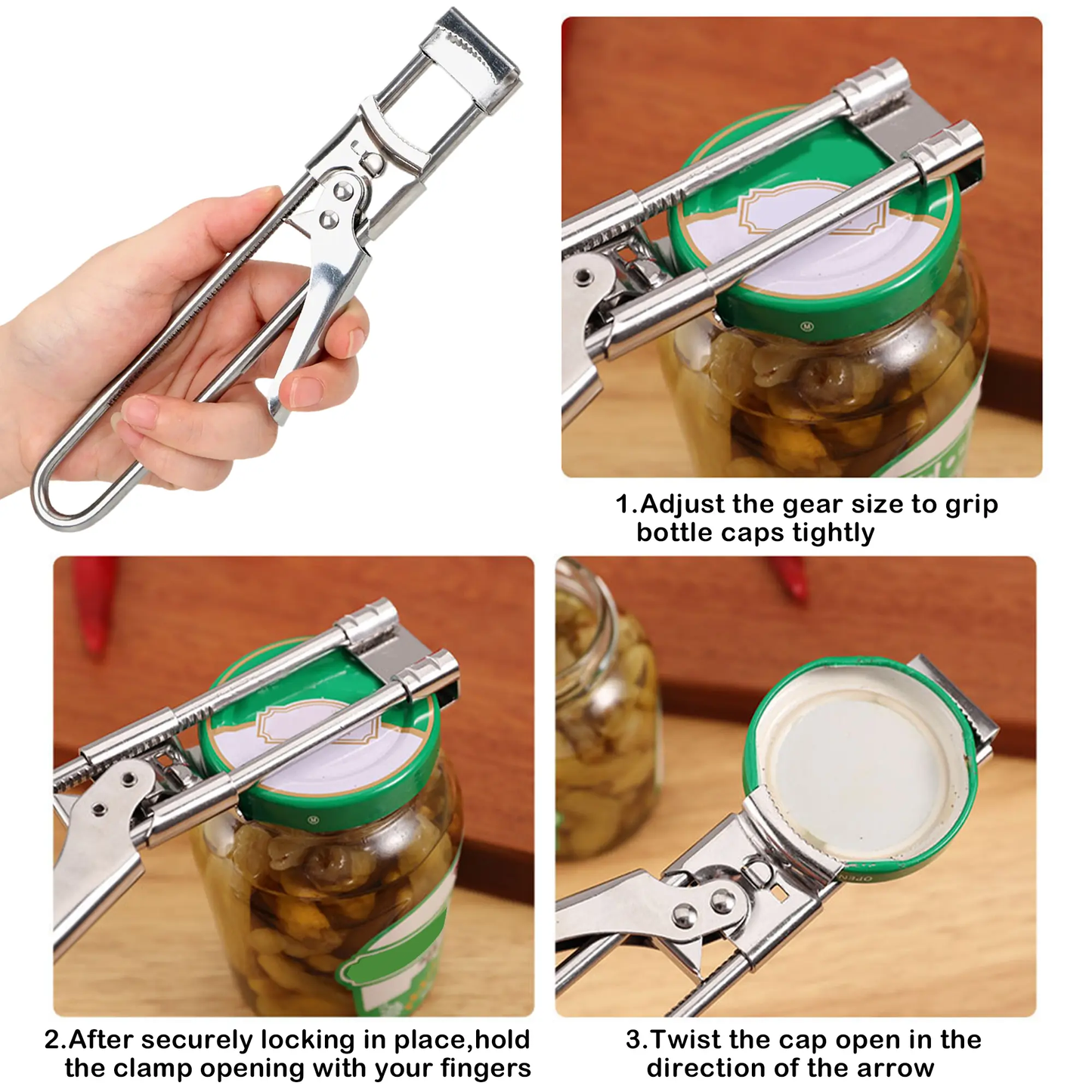Jar Opener for Weak Hands – Adjustable Stainless Steel Lid & Bottle Opener