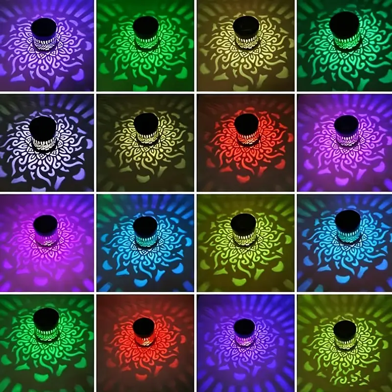 2-Pack Solar Mandala Projector Wall Lights for Outdoor Garden & Patio
