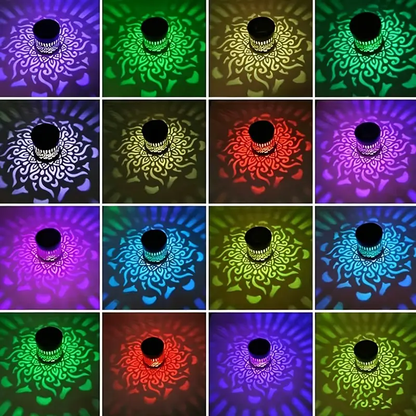 2-Pack Solar Mandala Projector Wall Lights for Outdoor Garden & Patio