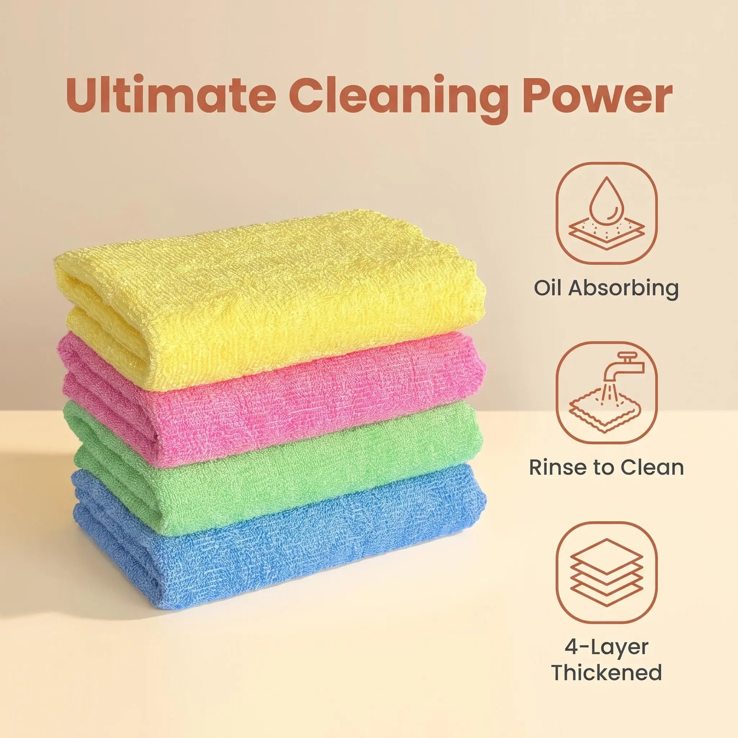 4-Layer Thickened Microfiber Kitchen Cleaning Cloth