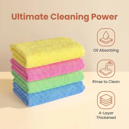 4-Layer Thickened Microfiber Kitchen Cleaning Cloth