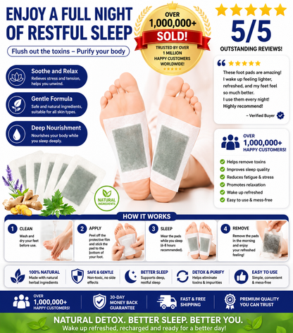 Deep Relaxing Foot Patches — Ginger, Lavender, Ginseng & Chamomile