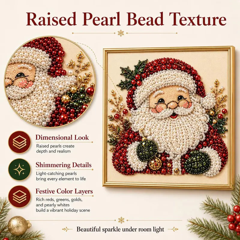 Christmas Themed Pearl Art DIY Kit – Santa & Wreath Mosaic Wall Art