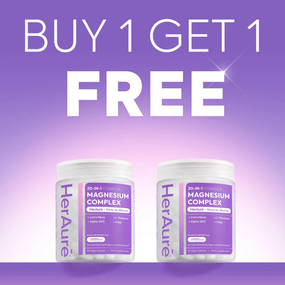 HerAure 20-in-1 Magnesium Complex 1685mg – Brain Fog Relief, Calm Mind, Sleep & Stress Support (12 Forms + B6, Zinc)