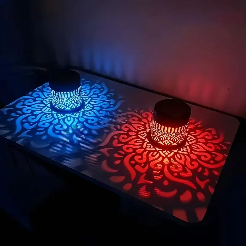 2-Pack Solar Mandala Projector Wall Lights for Outdoor Garden & Patio