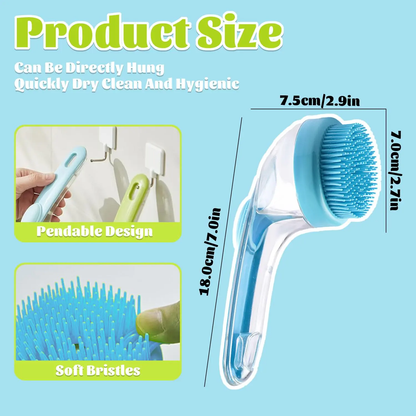 Pet Bath Brush with Shampoo Dispenser for Dogs & Cats, Ergonomic Handle, Gentle Massage Grooming Tool