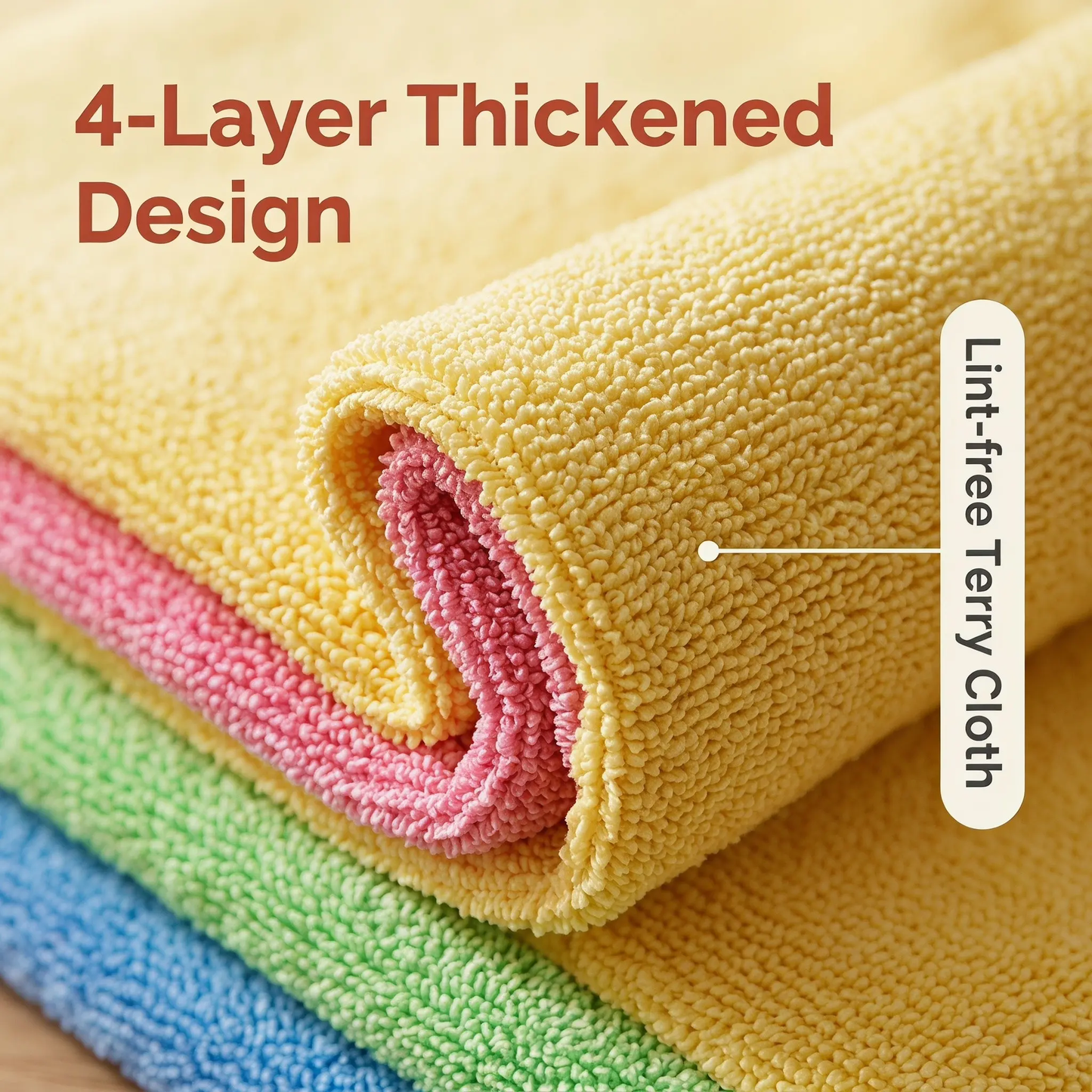 4-Layer Thickened Microfiber Kitchen Cleaning Cloth
