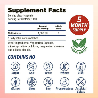 Nattokinase 4000 FU - 150 Vegan Capsules