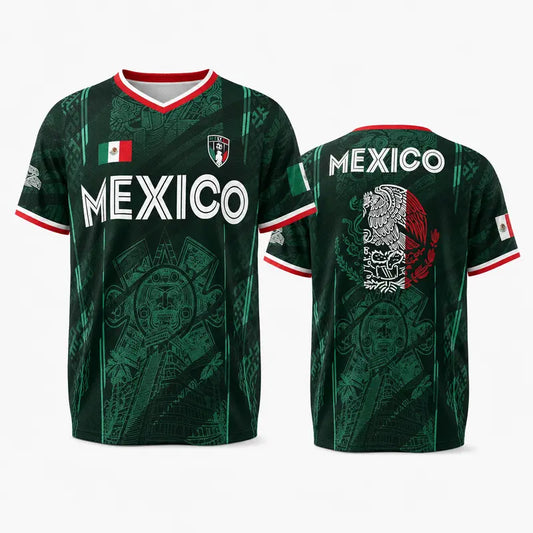2026 Mexico Soccer Jersey — Chichén Itzá Pyramid Graphic Retro Throwback Sportswear
