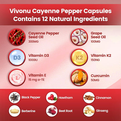 Nature’s Wellness Cayenne Pepper Heart & Vessel Support – Full Spectrum Formula with Vitamins & Botanicals, 240 Capsules