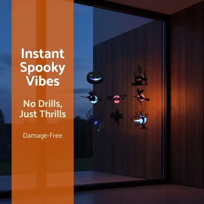 Halloween LED Silhouette Wall Light Stickers, Battery Powered Peel & Stick Wall Decor (30/60 Pcs)