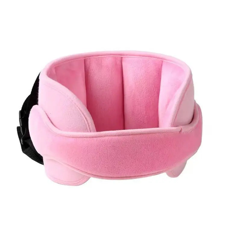 Kids Car Seat Head Support Strap, Soft Plush Adjustable Nap Support Band with Padded Side Cushions, Portable Travel Headrest Accessory for Toddlers and Children, Blue Pink Gray