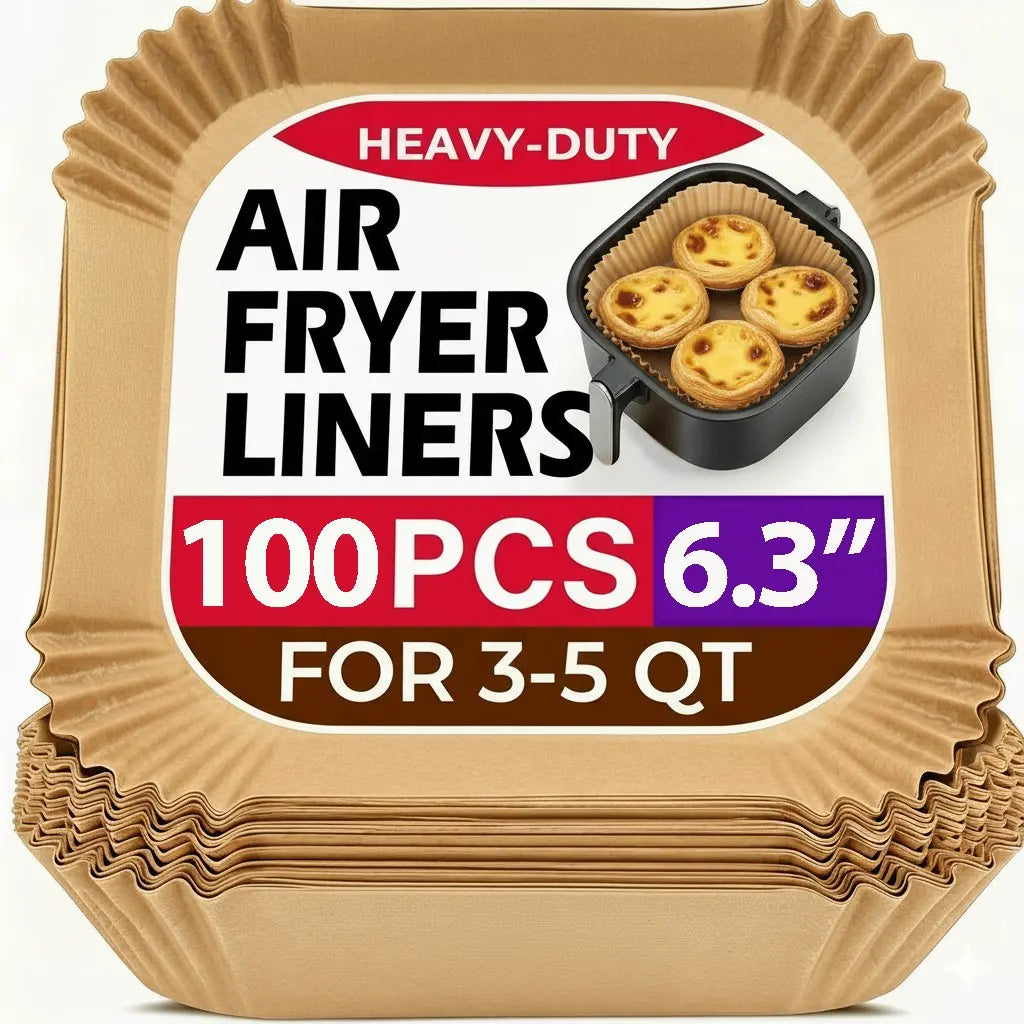 Air Fryer Parchment Paper Liners – Heavy-Duty Non-Stick, Oil-Resistant, Compostable, Fits 5–8 QT Round Baskets