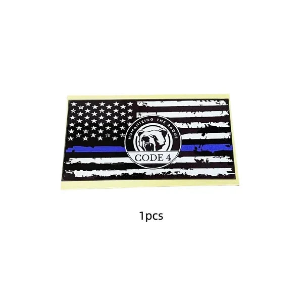 Code 4 Thin Blue Line Flag Sticker – Honor Respect Support, Weatherproof UV Fade-Resistant Vinyl| Car Truck Laptop Helmet | Back the Blue Cop Gift