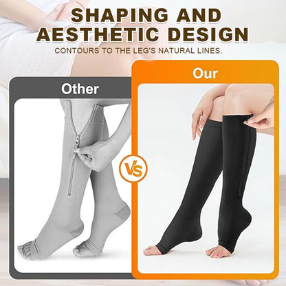 🏃‍♂️ EasyZip Compression Socks – Zipper Support Socks for Swollen Legs & Everyday Comfort 👣💙
