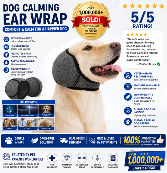 Dog Calming Hoodie Ear Wraps — Waterproof Swim Cap & Noise Cancelling Ear Muffs (Grey)