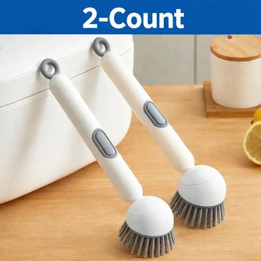 6-in-1 Rotating Dish Brush with Soap Dispenser — Adjustable Angle, Wall Mount, 360° Scrub for Pots, Pans & Dishes