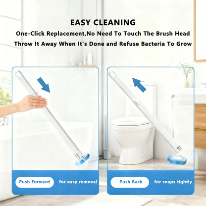 【DealsForYouDays】Snofrid Disposable Toilet Brush, Toilet Bowl Wand Holder Set with 24PCS Cleaner Refills, Bathroom Cleaning System for Sink Bathtub Drain Wash Basin Urinal，Wall-Mount Scrubbing Toilet Brush Bathroom Cleaning Kit