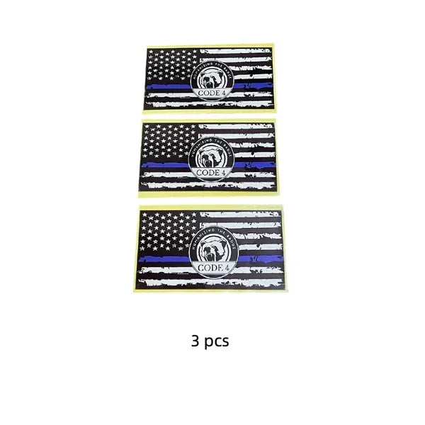 Code 4 Thin Blue Line Flag Sticker – Honor Respect Support, Weatherproof UV Fade-Resistant Vinyl| Car Truck Laptop Helmet | Back the Blue Cop Gift