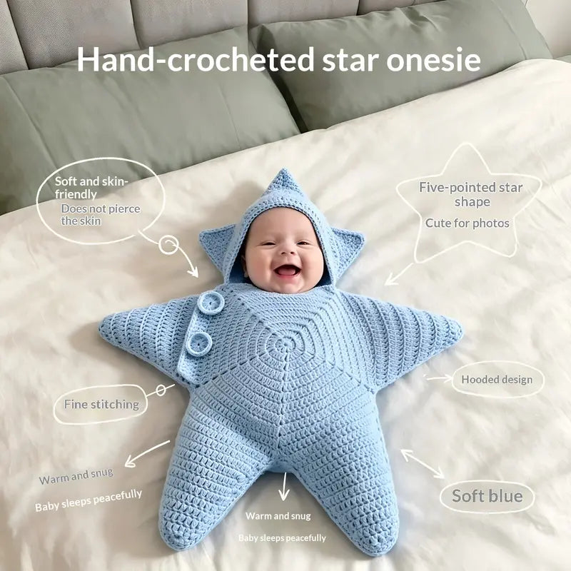 Baby Crocheted Star-Shaped Bodysuit Sleeping Bag for Infants