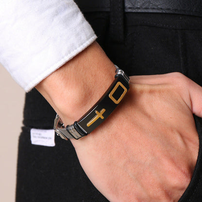 📢 50% OFF NOW! ⏰ Men's Stainless Steel Cross Bracelet – Durable, tarnish-resistant & perfect for daily wear or spiritual style ✝️