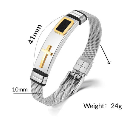 📢 50% OFF NOW! ⏰ Men's Stainless Steel Cross Bracelet – Durable, tarnish-resistant & perfect for daily wear or spiritual style ✝️
