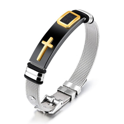 📢 50% OFF NOW! ⏰ Men's Stainless Steel Cross Bracelet – Durable, tarnish-resistant & perfect for daily wear or spiritual style ✝️