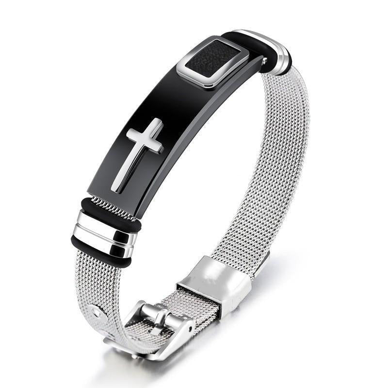 📢 50% OFF NOW! ⏰ Men's Stainless Steel Cross Bracelet – Durable, tarnish-resistant & perfect for daily wear or spiritual style ✝️
