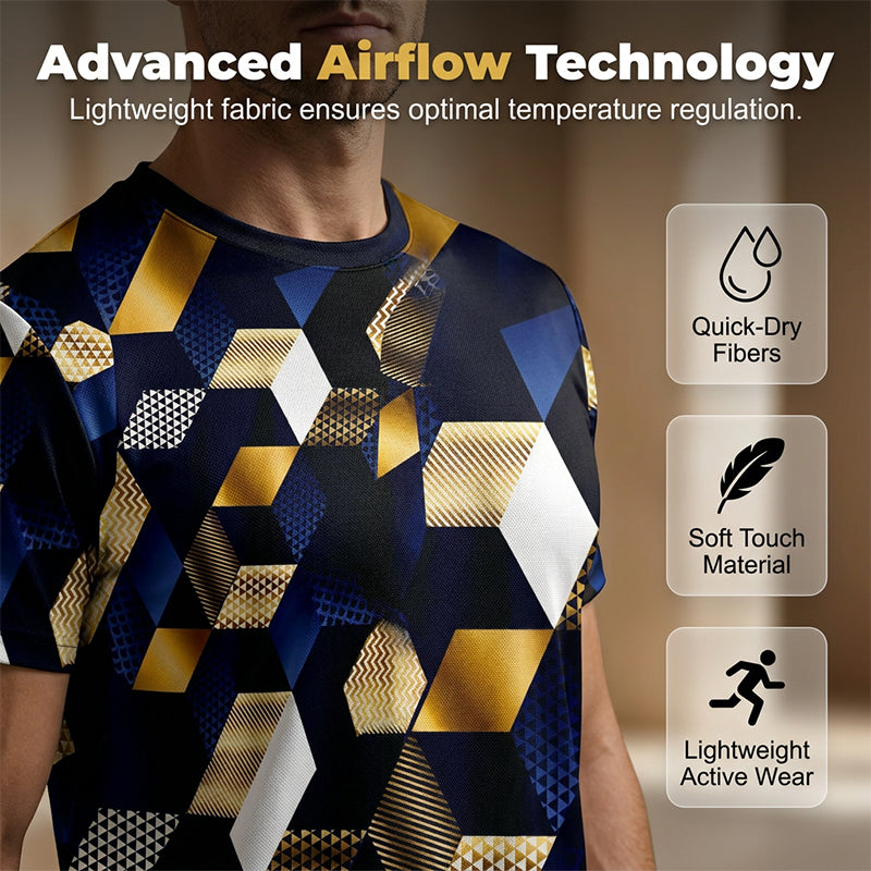 👕 50% OFF NOW! 🔷 Men's 3D Geometric Print Crew Neck Shirt – Soft, breathable & eye-catching design – perfect for casual days, parties or streetwear 🎨