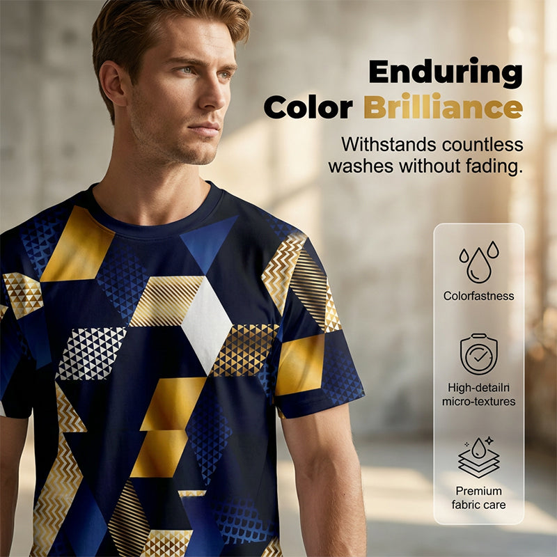 👕 50% OFF NOW! 🔷 Men's 3D Geometric Print Crew Neck Shirt – Soft, breathable & eye-catching design – perfect for casual days, parties or streetwear 🎨