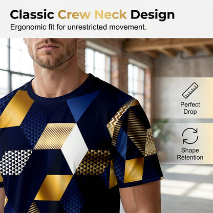 👕 50% OFF NOW! 🔷 Men's 3D Geometric Print Crew Neck Shirt – Soft, breathable & eye-catching design – perfect for casual days, parties or streetwear 🎨