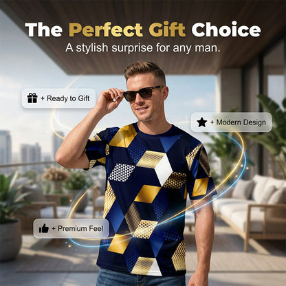 👕 50% OFF NOW! 🔷 Men's 3D Geometric Print Crew Neck Shirt – Soft, breathable & eye-catching design – perfect for casual days, parties or streetwear 🎨