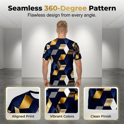 👕 50% OFF NOW! 🔷 Men's 3D Geometric Print Crew Neck Shirt – Soft, breathable & eye-catching design – perfect for casual days, parties or streetwear 🎨