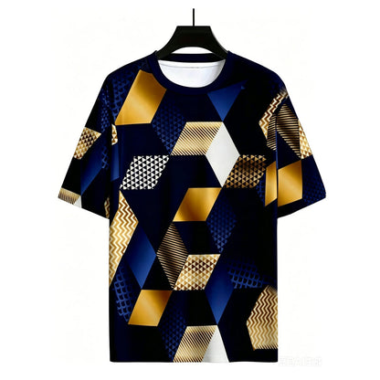 👕 50% OFF NOW! 🔷 Men's 3D Geometric Print Crew Neck Shirt – Soft, breathable & eye-catching design – perfect for casual days, parties or streetwear 🎨